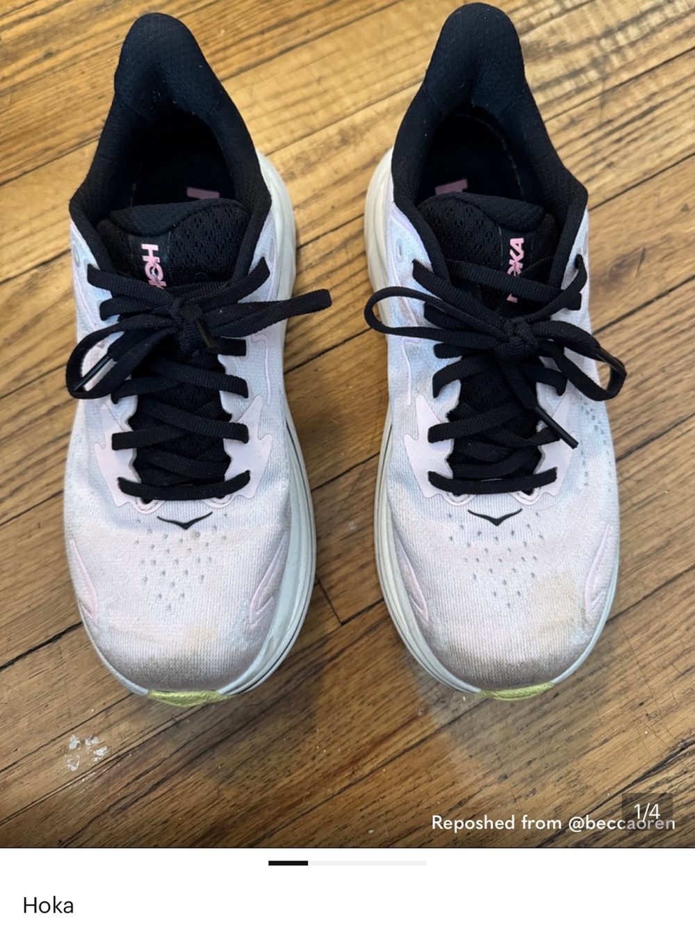Hoka Women's Athletic Sneakers in Light Pink and Black